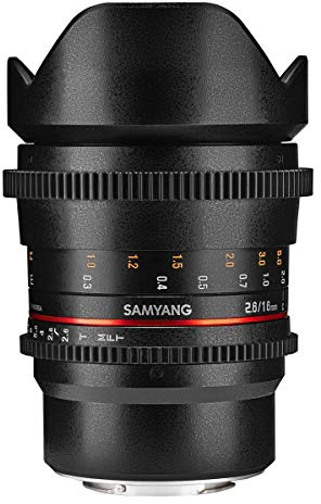 SAMYANG MF 16mm T2.6 Video DSLR MFT - manuelles Video Objektiv mit 16mm Festbrennweite für APS-C Kameras mit Micro Four Thirds -Mount, ideal für Architektur und Landschaften, 7569, Schwarz