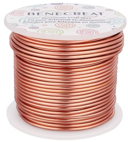 BENECREAT 2mm Aluminiumdraht 30m Lang(100 Füße) Eloxiert Schmuck Handwerk machen Friesen Floral farbigen Aluminium Craft Draht - Kupfer