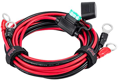 YCIND 3/8 Ring Eyelet Terminal Battery Boost Cable Heavy Duty 30A Fuse 12V/24V 12AWG Cord 6Ft