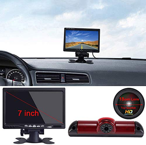 Auto Dritte Dach Top Mount Bremslicht Rückfahrkamera Rückfahrsystem Einparkkamera+ 7 Zoll LCD Monitor für FIAT Ducato 2006/Peugeot Boxter 2006/Citroen Jumper 2006(18mm neu Lens)