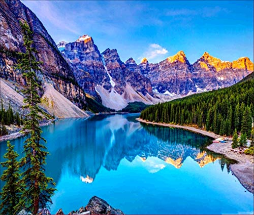 LUKDUNG 5D Diamond Painting Set Landschaft, Natur Diamond Painting Berge, DIY Diamant Malerei Schneeberg für Erwachsene und Kinder, Strass Kreuzstich Diamond Dekoration für Haus Wand 40×30cm