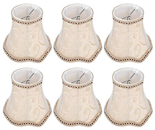 Satz von 6 Clip-Lampenschirmen, Kerzenbirnen, Kerzenlampenschirme Clip On Kronleuchter Lampenschirm kleine aufrechte Kerze Kronleuchter Tropfen Licht Lampenschirm für Lampenfüße 14 x 14 x 35 cm