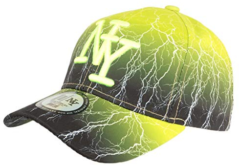 Eclyr Fashion NY Baseball Cap für Kinder, Neongelb und Schwarz, 7 bis 12 Jahre – Jungen Gr. Einheitsgröße, gelb