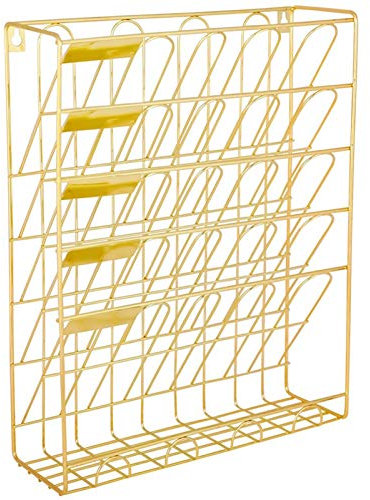 zlw-shop Bac à Documents Magazine Métal Jeux de journaux Hunging Wall Fichier Organisateur, Titulaire de Document Mural en métal de 5 Fentes pour Bureau, Or Corbeilles à Courrier