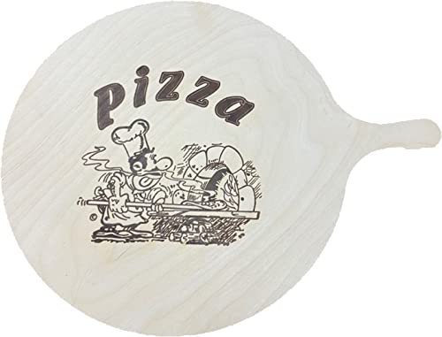 k/A Pizzateller aus Holz Ø 40 cm mit Griff, Holzteller Pizzabäcker