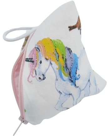 Aufbewahrung Schnuller-Tasche XL für 2-4 Nuckel Einhorn Prinzessin weiß rosa
