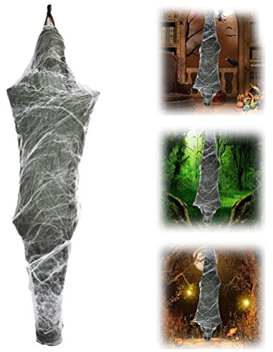 KKPLZZ Hängende Halloween-Leiche, mit Spinnweben umwickelte Mumie, gruselige, gruselige Mumie, Gliederlose hängende Leiche mit LED-Licht und Sound, Halloween-Party-Deko-Requisiten