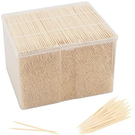 HAKZEON 3500 PCS Bamboo Toothpicks, Wooden Cocktail Sticks, Double Sided Fruit Cocktail Picks Portable Appetizer Sticks for Picking Sandwiches, Fruits Platter Accessory