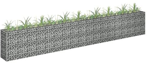 WIFESE Panier de Gabion Acier Galvanisé 360x30x60 cm Argenté Lit Surélevé à Gabion Stabilité Supplémentaire Parterre de Plantes Fleurs Mur de Soutènemen Cage de Gabion Robuste Facile à Assembler