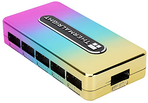 Thermalright ARGB HUB Controller Rev.A - Alimentatore SATA usato, supporta 10 gruppi di ventole ARGB, controller ventola PC a 10 porte a 3 pin per illuminazione ARGB, hub ventola ARGB 5V (controller