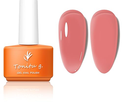 Tonitu G 7ml 29 ColorsJelly Gel Nail Polish 1 pcs, Nude Sheer Pink Milky Transparent Semi permanent Gel Nail Art, UV/LED Soak Off for Salon Manicure and Nail Art DIY at Home, for Gift (SC055)
