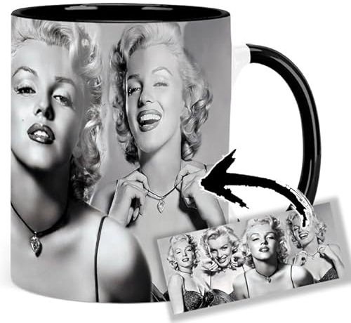 Marilyn Monroe Tasse Innen & Henkel Schwarz Keramikbecher Mug