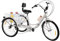TFIANYNI 24 Zoll 7 Gang Klappbare Dreiräder Für Erwachsene, Fahrrad 3 Räder Mit Sitz Mit Rückenlehne, Becherhalter+Kotflügel+Scheinwerfer+Gemüsekorb, Einstellbare Geschwindigkeit Höhe (Weiß)