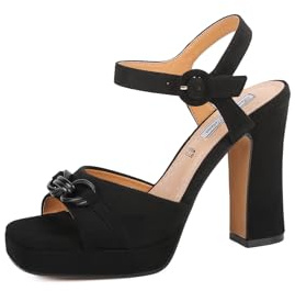 QUEEN HELENA Sandali con Tacco Alto con Plateau Scarpe Eleganti Donna ZM9689 (Nero, 38)