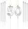 mciskin Silver 50 Birthday Candles-3D Number 50 Candle for Cake with 6pcs Long/Thin Candles Set,Silver Cake Topper for Women Men 50th Birthday Decorations Supplies,50th Wedding Anniversary Décor