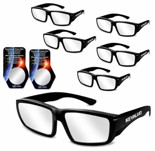 Keyaluo 3/6 Gafas Eclipse Solar Homologadas,Certificado EN ISO 12312-2:2015(E) y CE,Aprobado por la AAS 2026,Plástico Duradero Para Visión Directa del Sol