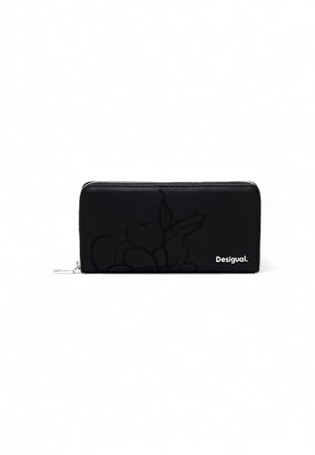 Desigual Accessoires Portefeuille Long en polyuréthane, bi-Pliable pour Femme, Noir, 26.5