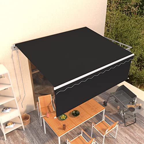 Tidyard Markise Automatisch Einziehbar mit Volant 4x3 m Anthrazit-4284