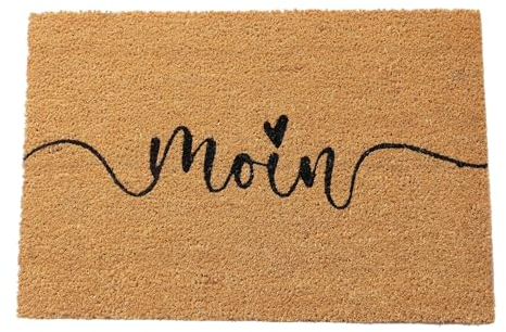 Seaside No.64 - Maritime Fußmatte aus Kokosfasern, rutschfestem PVC - dekorativer Schmutzfänger im nautischen Design - Drecksammler für Flur, Terrasse, Wintergarten (Moin, 60x40 cm)