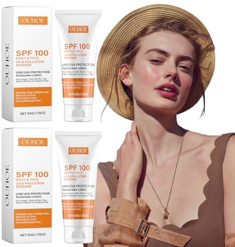 2 Stück Sonnencreme Lsf 100 Sonnenschutzcreme Lsf 100 Sonnenblocker 100 Feuchtigkeitsspendende Sonnenschutzlotion Für Gesicht Und Körper Mit Uva Uvb Schutz Nicht Fettender Wasserfester Sonnenschutz