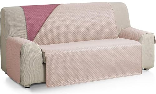 ECOMMERC3 Sofabezug für 4-Sitzer, extra weich, Verstellbarer Sofabezug mit Polsterung, Farbe Aubergine/Lachs, wendbar, Beige/Braun