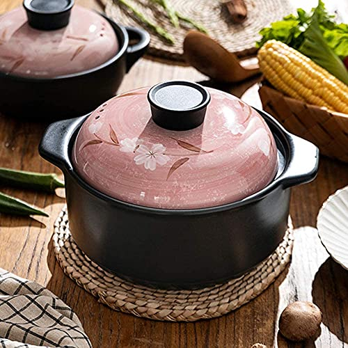 YSZWIN Cocotte en céramique Cocotte en Terre Cocotte Cocotte avec Couvercle Pot en céramique 1 L/2,8 L Résistance aux Hautes températures, idéale pour la Cuisine Classique