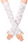 SUBTAVIK Women's Long Lace Fingerless Gloves Bridal Elbow Length Gloves Ladies Floral Lace Gloves Long Lace Gloves Long Elegant Lace Gloves for Wedding Opera Tea Party Prom (White)