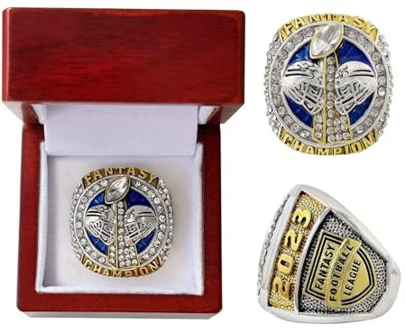 HYKJSHED 2023 Fantasy Football Ring Meisterschaftsring Meisterschaftstrophäe Geschenkbox Ring Displaybox(13)