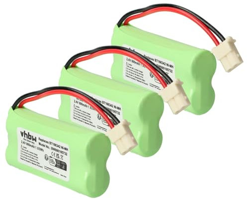 vhbw 3X Batterie Remplacement pour Motorola BT283342, BT183342 pour téléphone Fixe sans Fil (800mAh, 2,4V, NiMH)