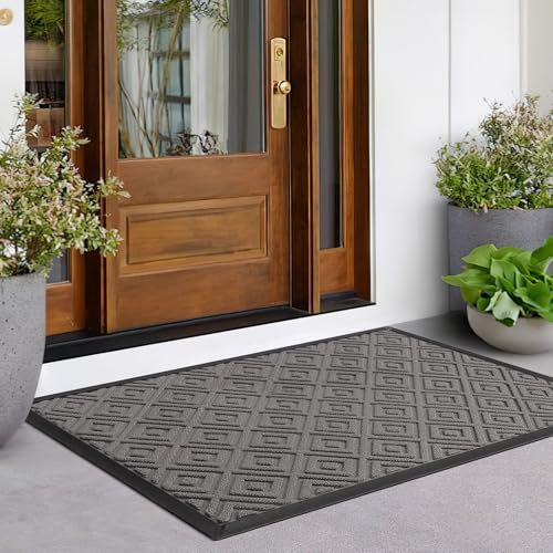 LEKEEPGO Paillasson Exterieur Entree 80x120cm, Tapis Exterieur Resistant Pluie Antiderapant, Drainage Tapis Entree Interieur, Tapis de Porte Lavable pour Balcon, Jardin, Couloir, Gris