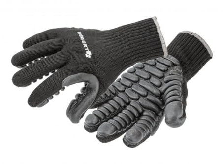 Högert Technik BROL - Guanti protettivi anti-vibrazione rivestiti in PU nero, misura 9, assorbono gli urti, resistenti all'abrasione, ideali per lavorare con attrezzi pesanti