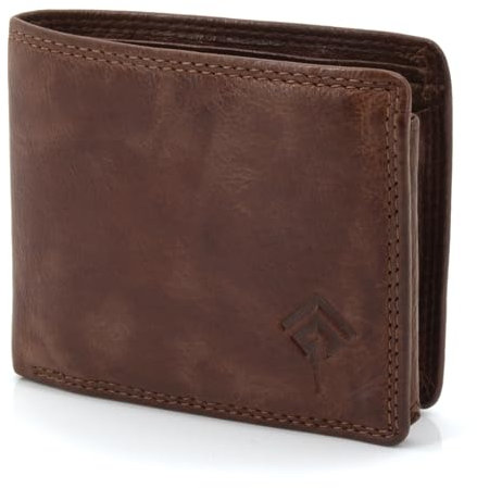 JOREY Mini Geldbörse Herren RFID Schutz - kleines Portemonnaie für Männer - Geldbeutel kompakt - Portemonnaie Kurzformat aus weichem Vintage-Leder (Dunkel-Braun)