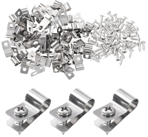 QUARKZMAN 60 Stück Drahtzaun Clips 6 mm Edelstahl Zaun Drahtklemmen Landwirtschaftliche Zaun Montage Clips mit 60 Stück Schrauben zur Befestigung von 12-16 Gauge Drähten