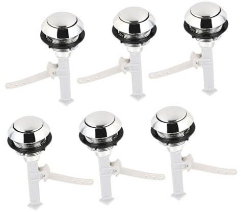 jojofuny 6 Pcs Single Flush Toilet Button Replacement Bathroom Toilet Flush Button Random Color for Easy Repair