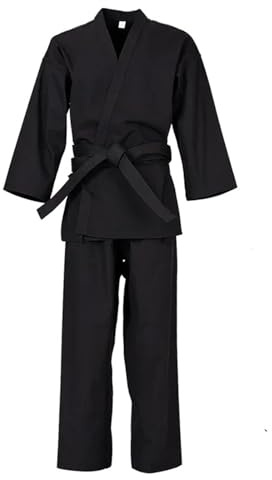 LSNNMU Judoanzug Judo Gi Karate Uniform Erwachsene Student Karate Gi Kampfsport Uniform Mit Gürtel Judo Gi Schwarz Weiß Judo Accesorios FüR Das Training(Black,180)