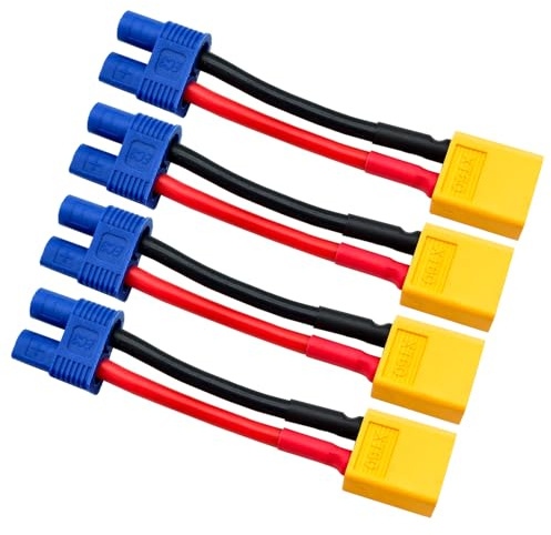 4 Stücke EC3 Buchse auf XT60 Männlich Stecker Adapter mit 5cm 14awg Draht für RC Lipo Batterie Auto (EC3 Buchse zu XT60 Männlich)
