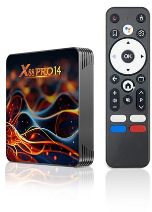 TV Box Android 14.0, TV Box 4K with 2GB RAM 16GB ROM RK3518 Quad-Core 64bit Cortex-A53 Mali 450 MP2 GPU Support Wi-Fi de Doble Banda, Bluetooth 5.0, 10/100M Ethernet HDR10