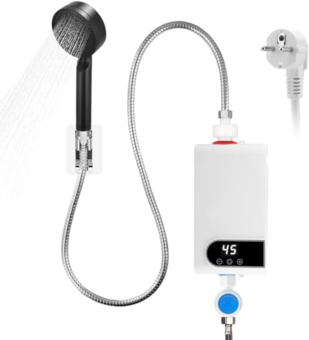5500W Tankloser Durchlauferhitzer Mit Dusche-Set, 220V Durchlauferhitzer Mit LCD-Digitaldisplay und Touch-Tasten, Geeignet für Dusche, Badezimmer/KüChe/Waschbecken (B)