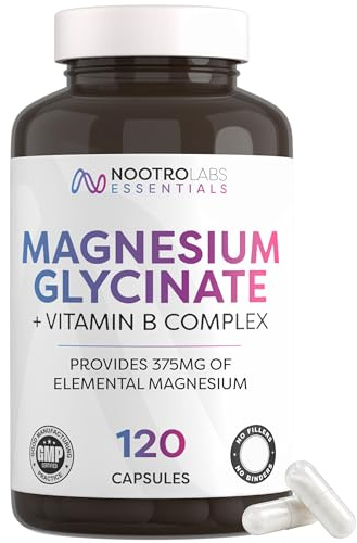 Nootro Essentials Magnesium Glycinate Capsules with Vitamin B Complex | Sleep, Calm & Muscle Support, Vegan, 60 Servings, 2 Capsules Daily, 2 Month Supply