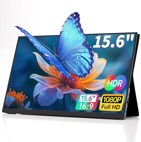 ALOLG 15.6 Portable Monitor,1920×1080 FHD IPS Plug&Play Second External Monitor with USB-C Mini HDMI Port,Second Screen Compatible with PC Phone Mac Xbox PS4/5-S5