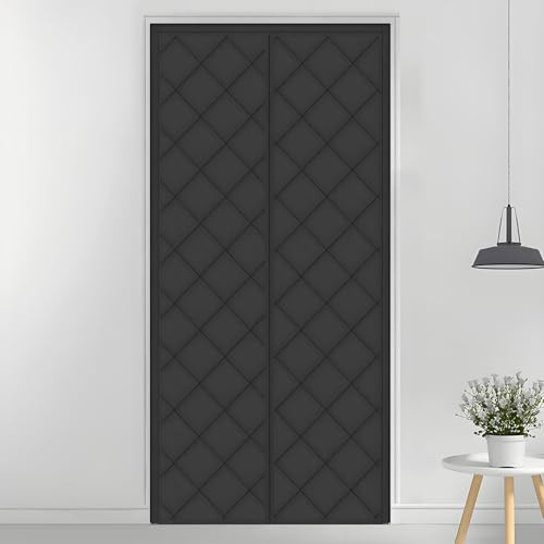 Thermo Türvorhang Kälteschutz Magnet Wärmeschutzvorhang Für Türen Volle Größe Winddicht Thermovorhang Tür Gegen Kälte Und Hitzen Haustierfreundlich(Schwarz,95x200cm)