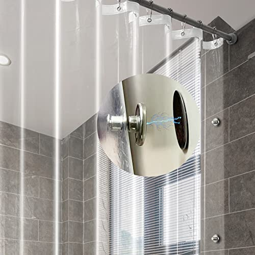 Arayarser 30x72 Clear Stall Shower Curtain Liner with Side Magnetic Clips | Close to Wall & Splash Guard, Bottom Magnets, Heavy Duty Small Shower Stall Liner 30 x 72 Inch for Bathroom