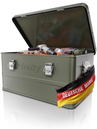Aluminium Box mit Deckel Grün 65 L Alukiste Alu Kiste Abschliessbar Trucky | 57 x 38 x 38 cm, Transportbox, Metallbox, Aufbewahrungsbox, Metallkiste