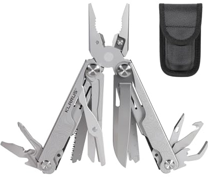 KLARUS 20 in 1 MT07 Set regalo professionale da uomo multifunzione, strumento multiuso con pinza e coltellino tascabile, con fondina, adatto per il campeggio e le riparazioni.