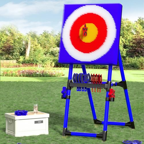 2-IN-1 Axe Throwing Target Game, Axe Throw & Lawn Dart Dartboard, Includes 8pcs Long-handled Flying Axes & 8pcs Five-star Darts, for Outdoor and Indoor