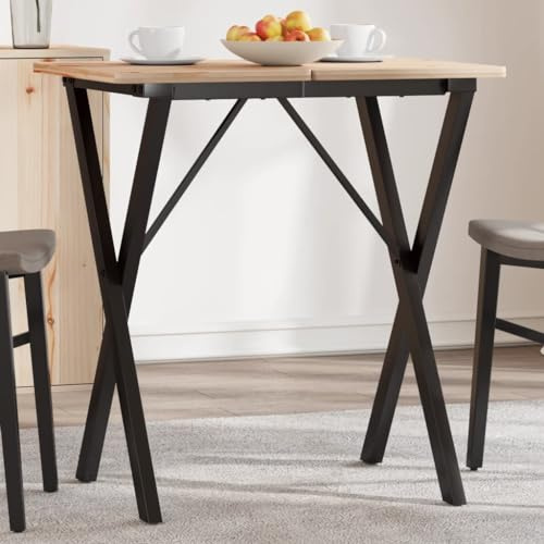 Zeehear Esstisch-Gestell X-Form 60x50x73 cm, Robustes pulverbeschichtetes Stahl Tischgestell, Schwarze Metall Tischbeine für DIY-Tische, langlebige Möbelbeine