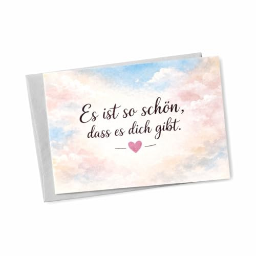 zartbesaitet.com Schöne Produkte aus Papier Postkarte „Es ist so schön, dass es dich gibt.“ – Liebevolle Grußkarte mit Herz | Perfekt zum Verschenken & Verschicken