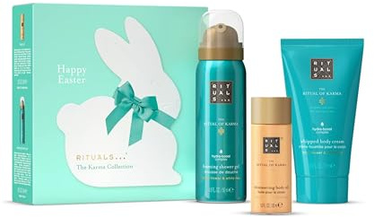 RITUALS The Ritual of Karma Limited Edition Geschenkset – Duschschaum 50 ml, Schimmerndes Körperöl 30 ml & Whipped Body Cream 70 ml – Lotusblüte & Weißer Tee – Exklusive Kollektion