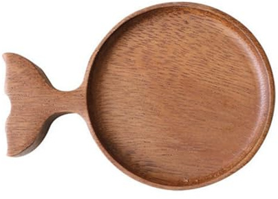 Ipetboom Plato en Forma de Pez Pequeño de Madera de Acacia para Salsa de Soja, Platillo para Condimentos Multifuncional para Hogar y Restaurante, Cuenco para Aperitivos y Salsas