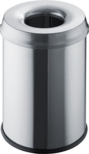 helit H2515400 - Sicherheitspapierkorb mit Löschkopf „the guardian“ 15 Liter, Edelstahl